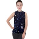 Starry Night  Space Constellations  Stars  Galaxy  Universe Graphic  Illustration Mock Neck Chiffon Sleeveless Top View1