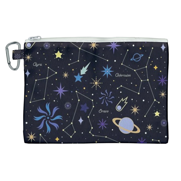 Starry Night  Space Constellations  Stars  Galaxy  Universe Graphic  Illustration Canvas Cosmetic Bag (XL)