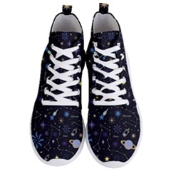 Starry Night  Space Constellations  Stars  Galaxy  Universe Graphic  Illustration Men s Lightweight High Top Sneakers by Vaneshart