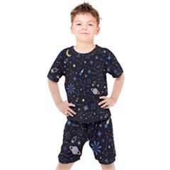 Starry Night  Space Constellations  Stars  Galaxy  Universe Graphic  Illustration Kids  Tee And Shorts Set by Vaneshart