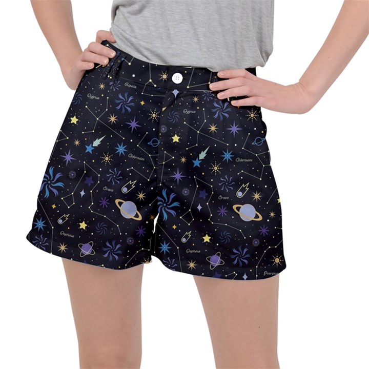 Starry Night  Space Constellations  Stars  Galaxy  Universe Graphic  Illustration Ripstop Shorts