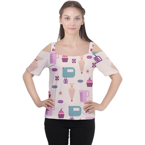 Seamless Bakery Vector Pattern Cutout Shoulder Tee by Vaneshart