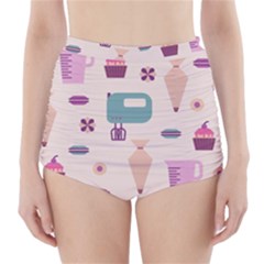 Seamless Bakery Vector Pattern High-waisted Bikini Bottoms by Vaneshart