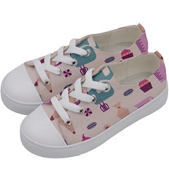 Seamless Bakery Vector Pattern Kids  Low Top Canvas Sneakers by Vaneshart