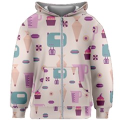 Seamless Bakery Vector Pattern Kids  Zipper Hoodie Without Drawstring by Vaneshart