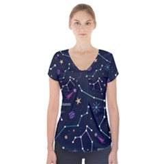 Space Wallpapers Short Sleeve Front Detail Top by Vaneshart