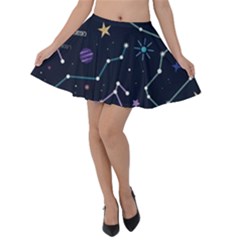 Space Wallpapers Velvet Skater Skirt by Vaneshart