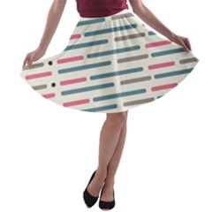 Long Lines Vector Pattern A-line Skater Skirt by Vaneshart