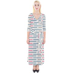 Long Lines Vector Pattern Quarter Sleeve Wrap Maxi Dress by Vaneshart