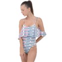 Long Lines Vector Pattern Drape Piece Swimsuit View1