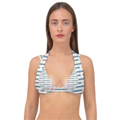 Long Lines Vector Pattern Double Strap Halter Bikini Top by Vaneshart