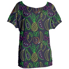 Neon Fruit Seamless Pattern Women s Oversized Tee by Vaneshart