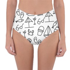 Black And White Summer Vector Pattern Reversible High-waist Bikini Bottoms by Vaneshart