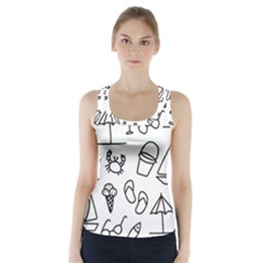 Black And White Summer Vector Pattern Racer Back Sports Top by Vaneshart