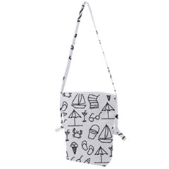 Black And White Summer Vector Pattern Folding Shoulder Bag by Vaneshart