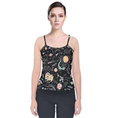 Animals Galaxy Space Velvet Spaghetti Strap Top by Vaneshart