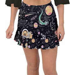 Animals Galaxy Space Fishtail Mini Chiffon Skirt by Vaneshart