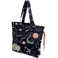 Animals Galaxy Space Drawstring Tote Bag by Vaneshart