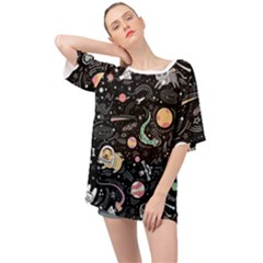 Animals Galaxy Space Oversized Chiffon Top by Vaneshart