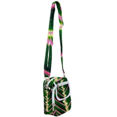 Exotic Green Leaf Shoulder Strap Belt Bag by Vaneshart