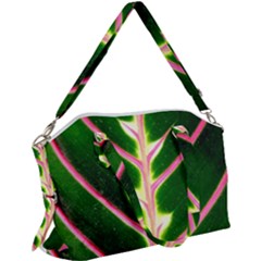 Exotic Green Leaf Canvas Crossbody Bag