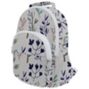 Dark Tone Plant Pattern Rounded Multi Pocket Backpack View1