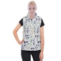 Dark Tone Plant Pattern Women s Button Up Vest View1