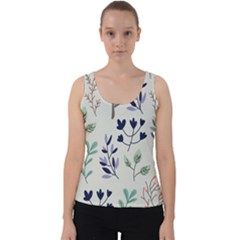 Dark Tone Plant Pattern Velvet Tank Top by Vaneshart