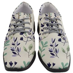 Dark Tone Plant Pattern Women Heeled Oxford Shoes