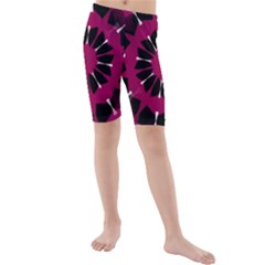 Pink And Black Seamless Pattern Kids  Mid Length Swim Shorts by Vaneshart