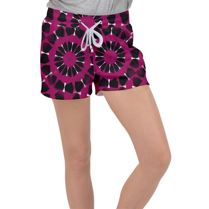 Pink And Black Seamless Pattern Women s Velour Lounge Shorts