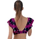 Pink And Black Seamless Pattern Plunge Frill Sleeve Bikini Top View2