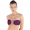 Pink And Black Seamless Pattern Twist Bandeau Bikini Top View1