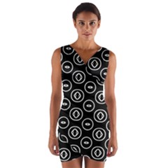 Black And White Pattern Wrap Front Bodycon Dress by Vaneshart