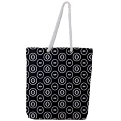 Black And White Pattern Full Print Rope Handle Tote (large) by Vaneshart