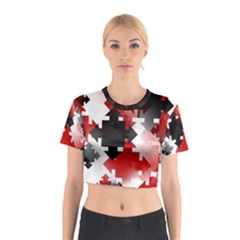 Black And Red Multi Direction Cotton Crop Top by Vaneshart