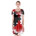 Black And Red Multi Direction Short Sleeve V-neck Flare Dress View1