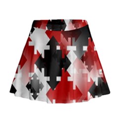 Black And Red Multi Direction Mini Flare Skirt by Vaneshart