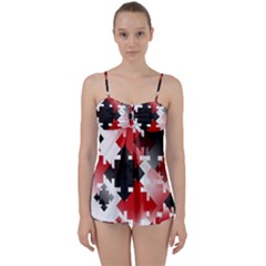 Black And Red Multi Direction Babydoll Tankini Set by Vaneshart