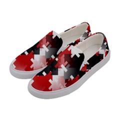 Black And Red Multi Direction Women s Canvas Slip Ons by Vaneshart