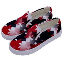 Black And Red Multi Direction Kids  Canvas Slip Ons by Vaneshart