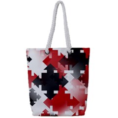 Black And Red Multi Direction Full Print Rope Handle Tote (small) by Vaneshart