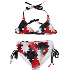 Black And Red Multi Direction Kids  Classic Bikini Set by Vaneshart