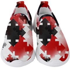 Black And Red Multi Direction Kids  Slip On Sneakers by Vaneshart