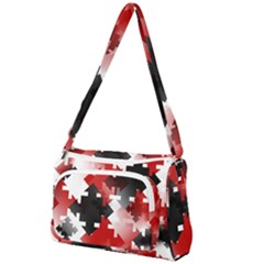 Black And Red Multi Direction Front Pocket Crossbody Bag by Vaneshart