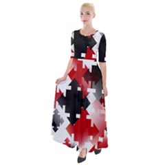 Black And Red Multi Direction Half Sleeves Maxi Dress by Vaneshart