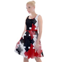 Black And Red Multi Direction Knee Length Skater Dress by Vaneshart