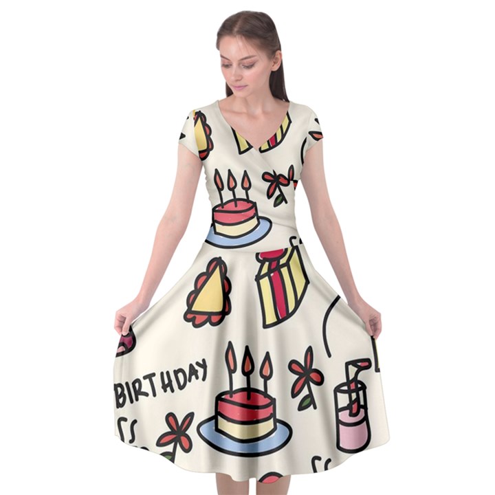 Kids Birthday Cap Sleeve Wrap Front Dress