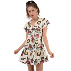 Kids Birthday Flutter Sleeve Wrap Dress by Vaneshart