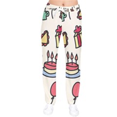 Kids Birthday Women Velvet Drawstring Pants